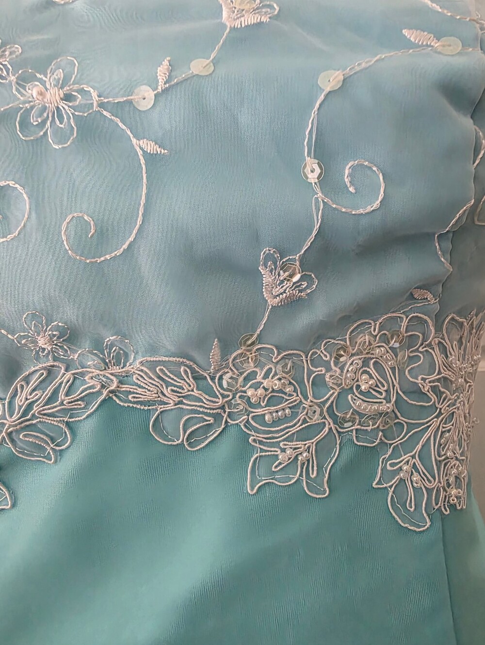 Blue A-line Chiffon Spaghetti Strap Formal Dress - Picture 5 of 7